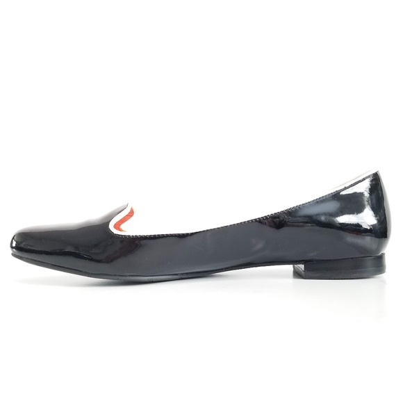 VIA SPIGA EDINA Flats Loafers Black White Patent - Picture 3 of 12